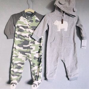 Baby boy Carters warm Fleece Footsie onesies pajamas bundle size 9 months